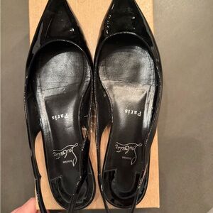 Christian Louboutin | Black Hot Chick Patent Leather Slingback Flats Size 39.5